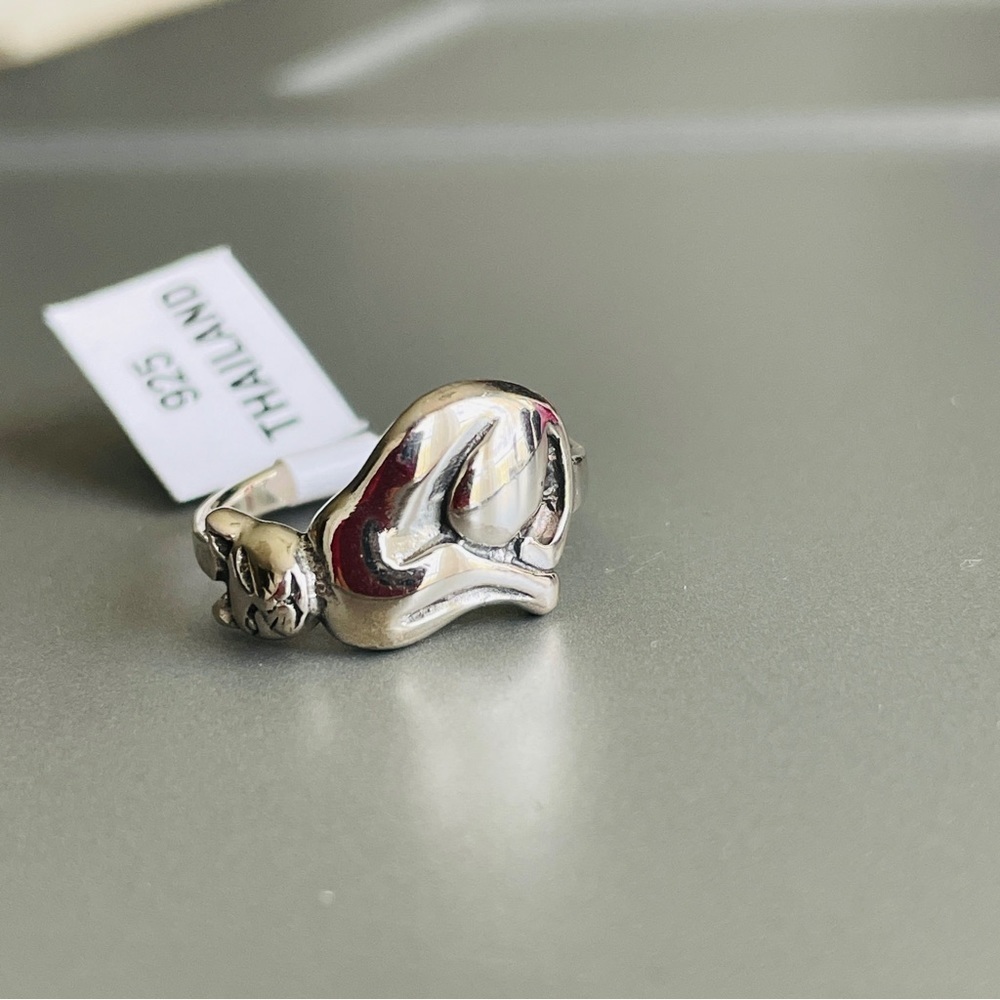Kitty Cat Horizontal Sterling Silver Ring Available in Sizes 7, 8, 10 - Picture 4 of 13